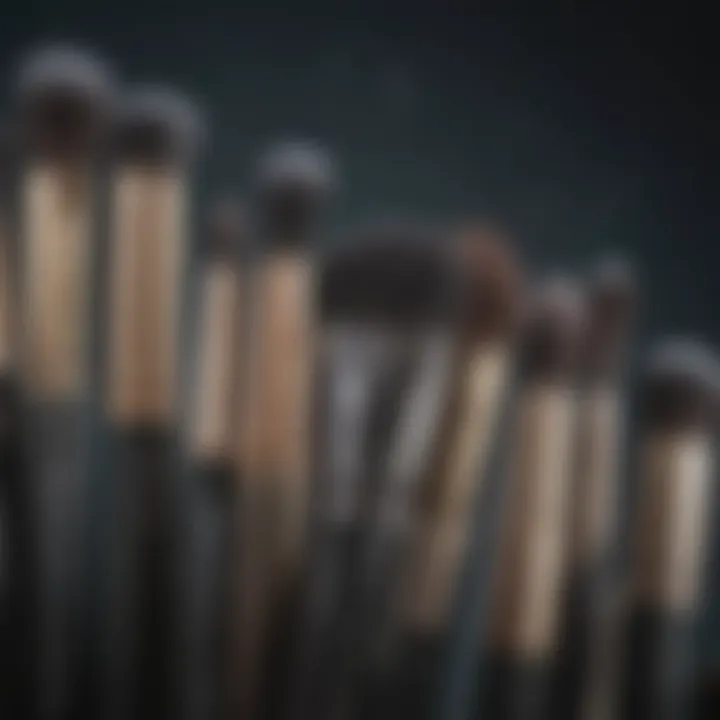 Close-up of a uniquely designed themed brush set