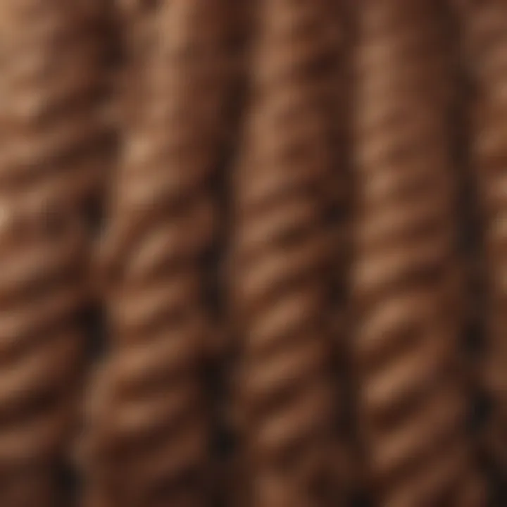 A close-up view of the texture and detail of a braided curly wig.