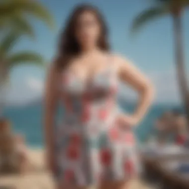 Trendy plus size swim dress showcasing a unique design