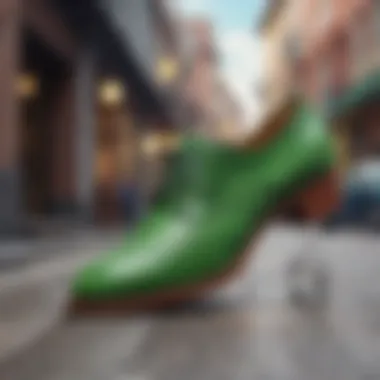 Stylish gecko shoes in a fashionable street setting