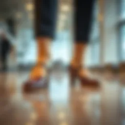 Elegant Mary Jane work shoes on a polished office floor