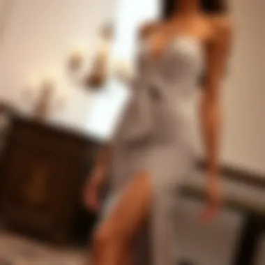 Elegant Ruched Fabric with Split Thigh Highlight Model showcasing the ruched fabric and split thigh