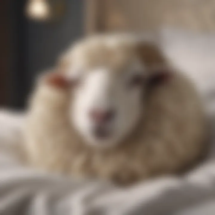 Luxurious sheep pillow case on soft bedding