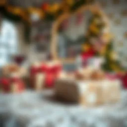 Elegant snowflake wrapping paper in a festive setting