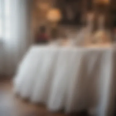 Elegant white tutu table skirt draping beautifully over a table