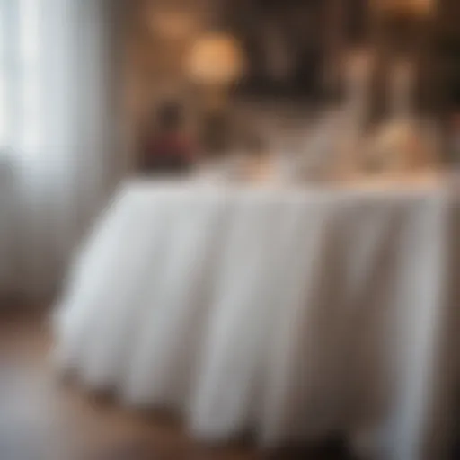 Elegant white tutu table skirt draping beautifully over a table