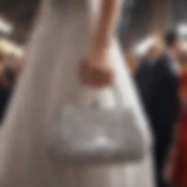 A fashionable individual carrying a crystal evening bag at a gala.