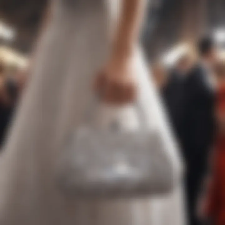 A fashionable individual carrying a crystal evening bag at a gala.