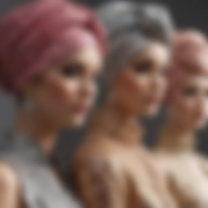 Diverse styles of sequin turbans displayed on elegant mannequins