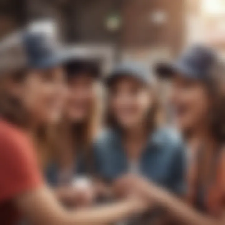 A group of friends enjoying their time wearing funny trucker hats