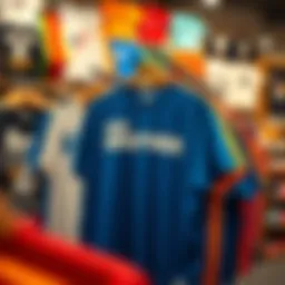 A vibrant collection of Big Brother shirts displayed in a trendy teen clothing store