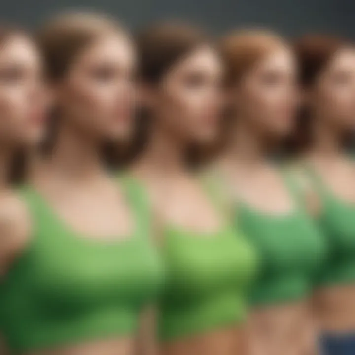 Diverse group of individuals showcasing bright green crop tops in various styles