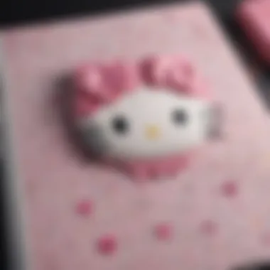 Close-up of Hello Kitty notebook cover featuring intricate artwork