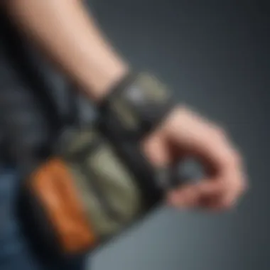 Close-up of ergonomic features of an arm bag