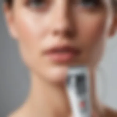 Close-up of epilator device showcasing technology