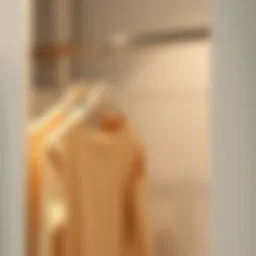 Elegant steamer hanger displayed on a minimalist wardrobe