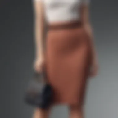 Fashionable outfit featuring a rib knit pencil skirt paired with accessories