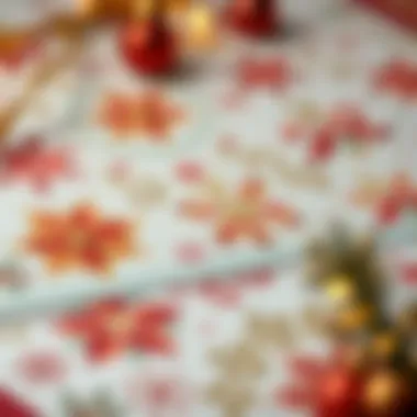 Close-up of intricate designs on Christmas scrapbook paper showcasing seasonal motifs