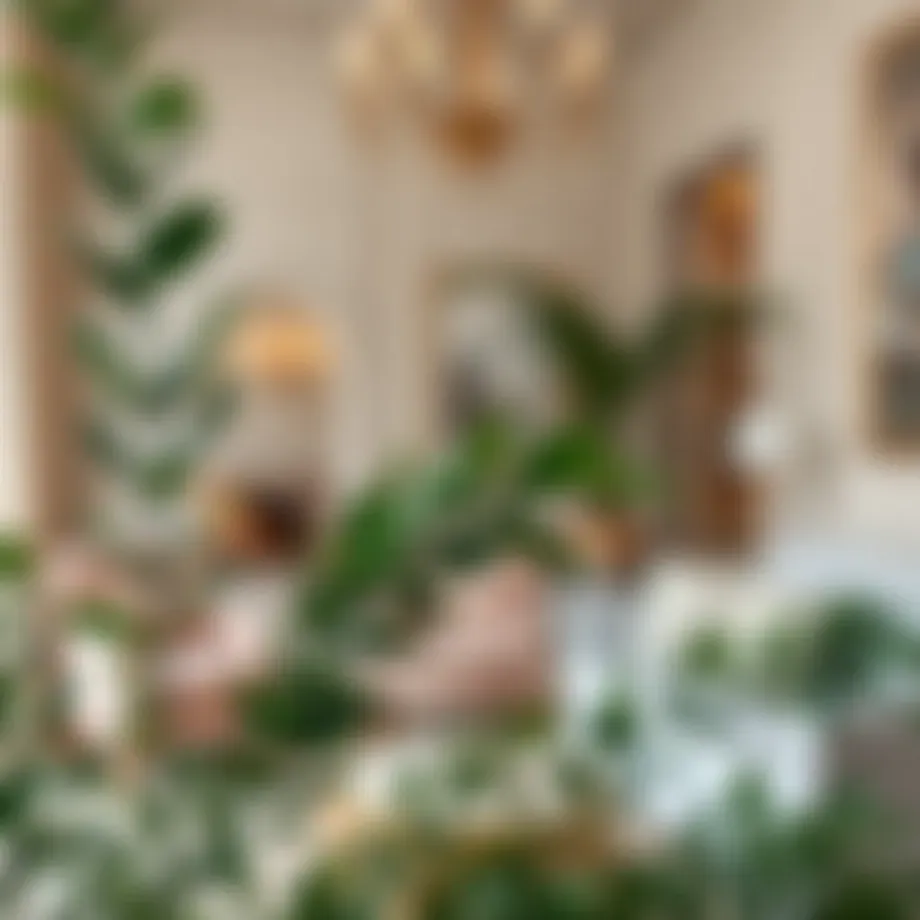 Lush faux greenery stems in an elegant interior setting