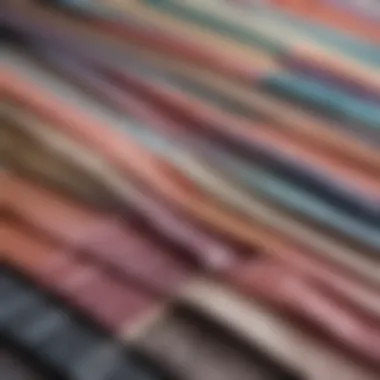 Colorful fabric swatches for formal dresses