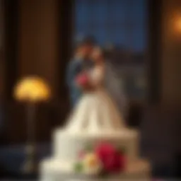 Elegant interracial cake topper featuring a couple in love