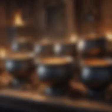 A group of large cauldrons showcasing various design styles