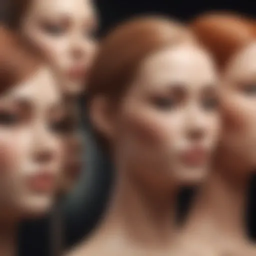 Elegant display of life-size mannequin heads showcasing diverse styles