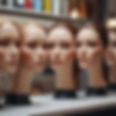 Artistic arrangement of mannequin heads in a retail setting