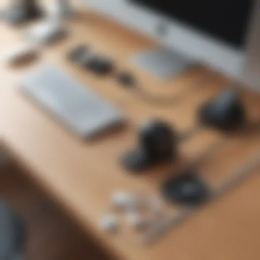 Magnetic cable clips elegantly organizing various cords on a desk