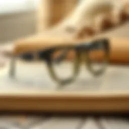 Stylish oversized geometric glasses resting on a vintage book