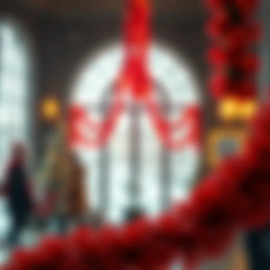 Elegant display of red tinsel garland enhancing a festive setting