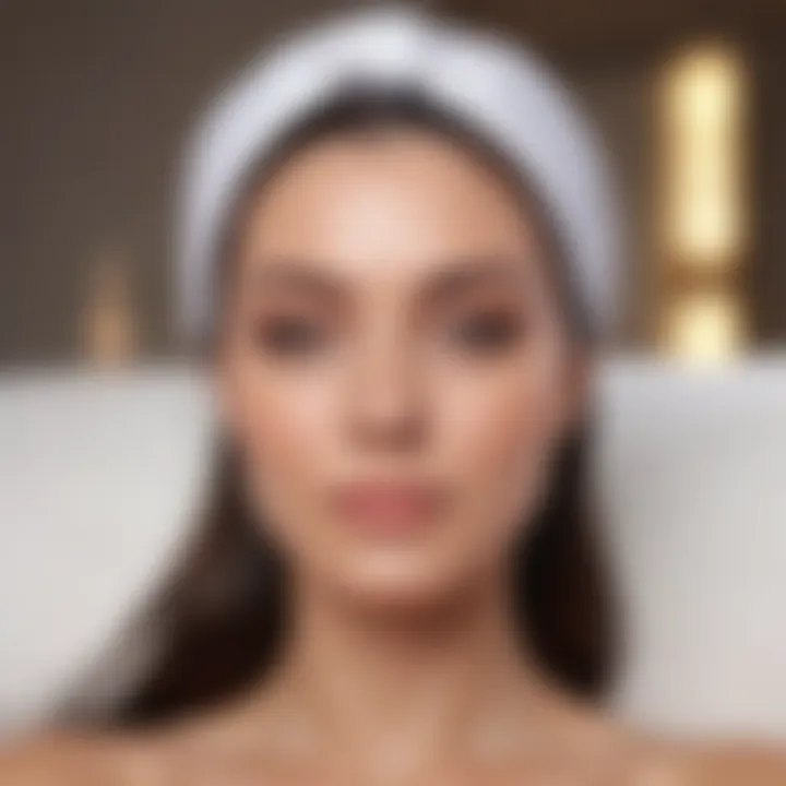 Elegant spa headband in use during a facial treatment