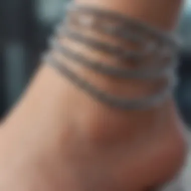 Close-up of a stainless anklet highlighting its shine and durability