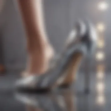 Stylish silver shoes on a vibrant background