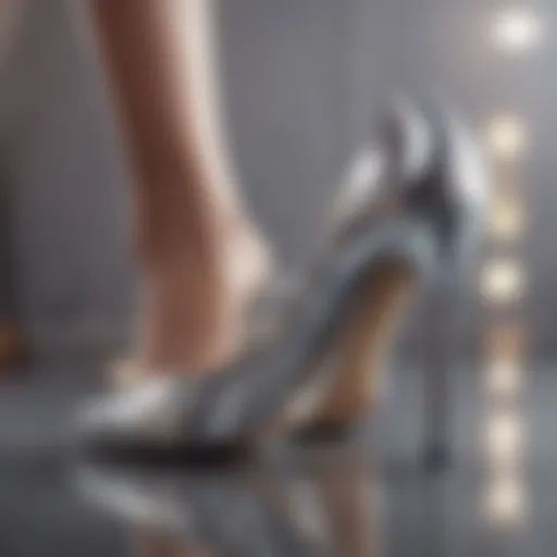 Stylish silver shoes on a vibrant background