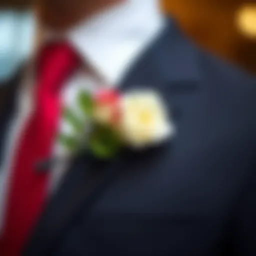 A sophisticated boutonniere displayed on a tailored suit lapel