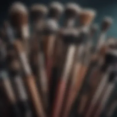 Intricate Display of Themed Makeup Brushes Artistic themed makeup brushes displayed elegantly